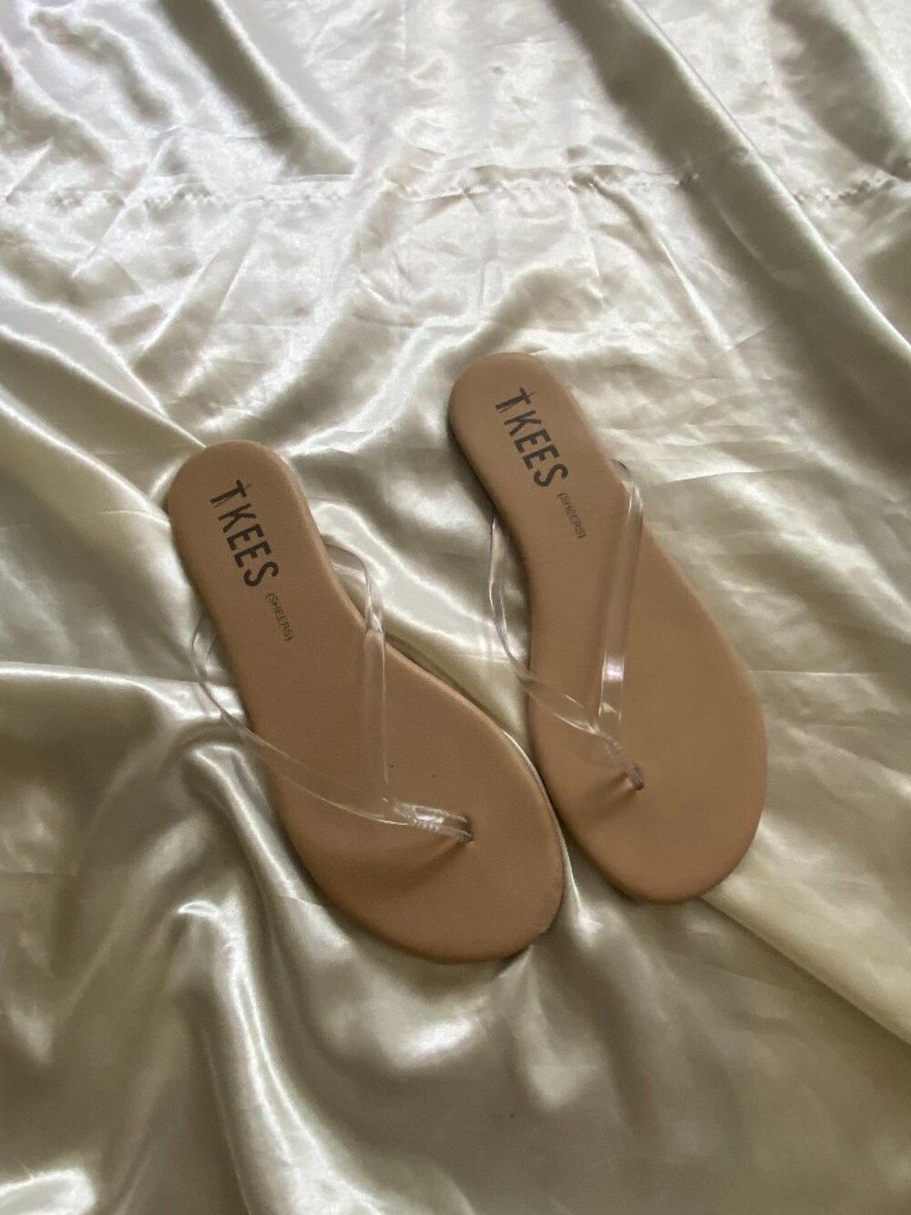 TKEES Clear Strap Tan Flip Flop Sandals
